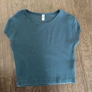 Kotn Teal Ribbed Short Sleeve Shirt